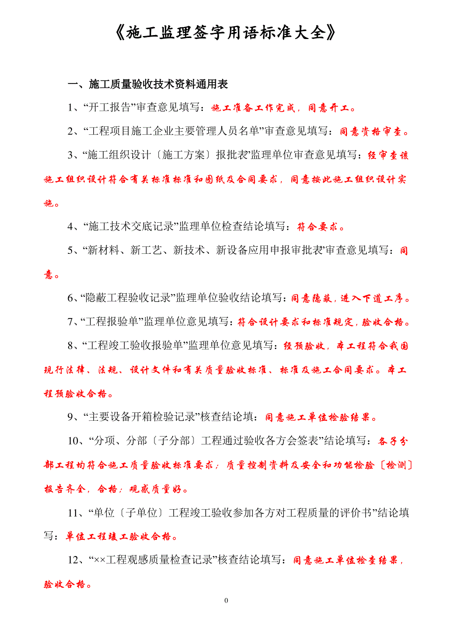 【参考】施工监理用表签字用语规范一览表_第1页