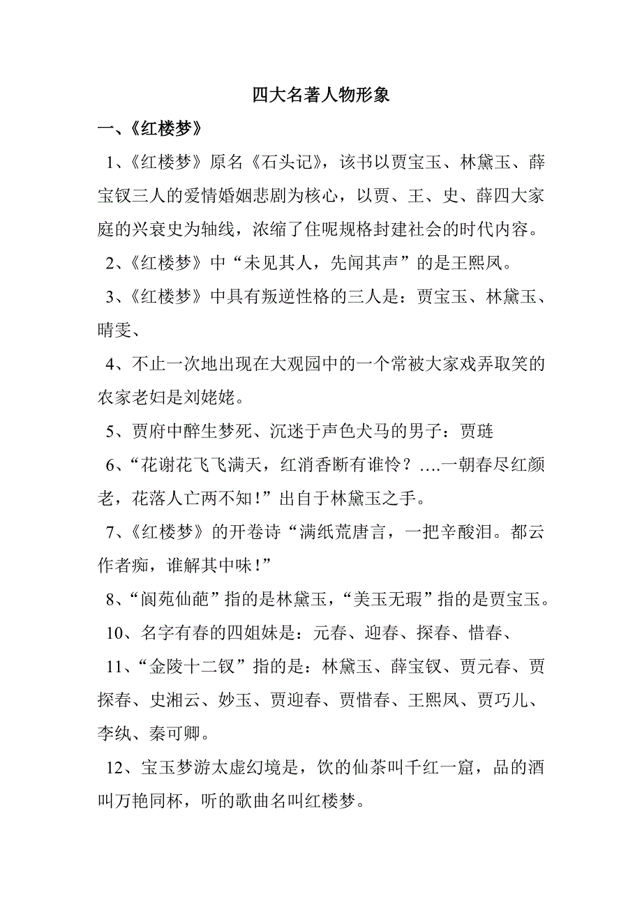 小学课外知识补充----四大名著人物形象.doc_第1页