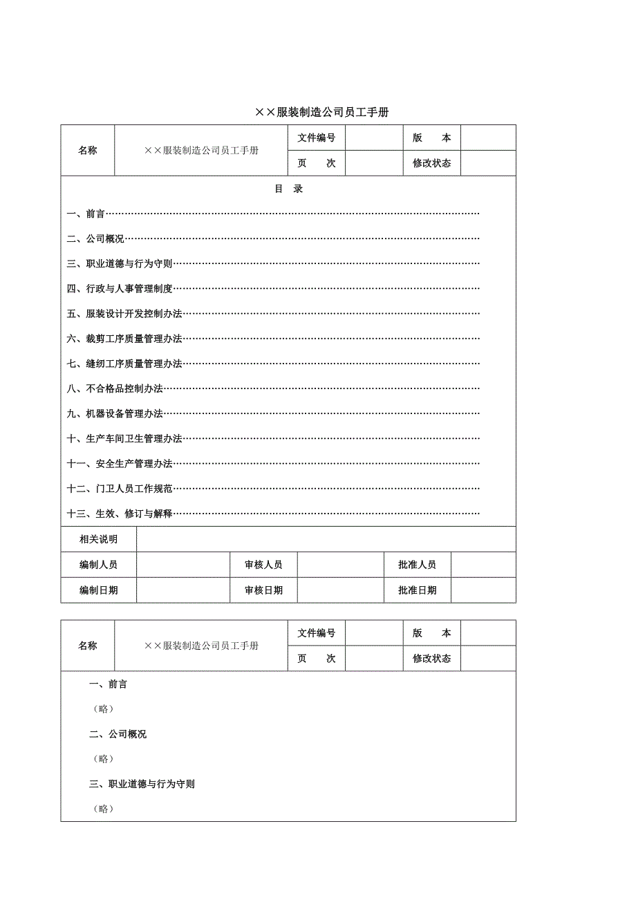 服装制造公司员工手册范例_第2页