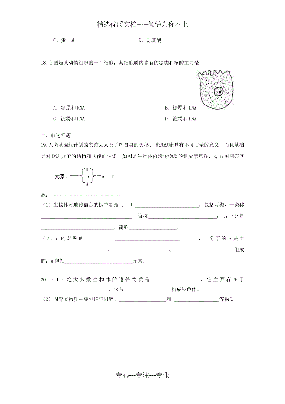 遗传信息的携带者核酸随堂练习_第4页