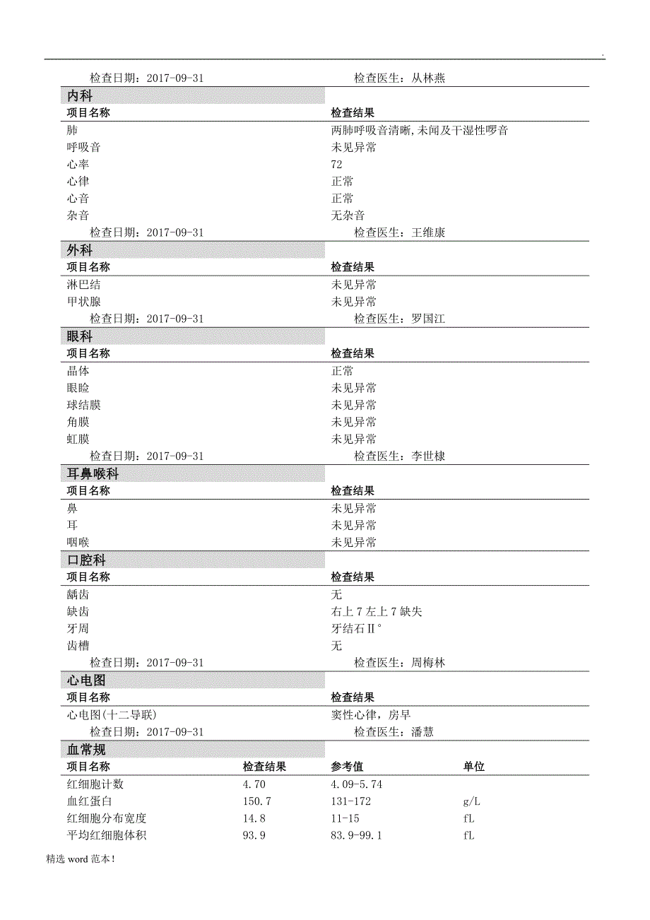 体检报告单模板_第3页