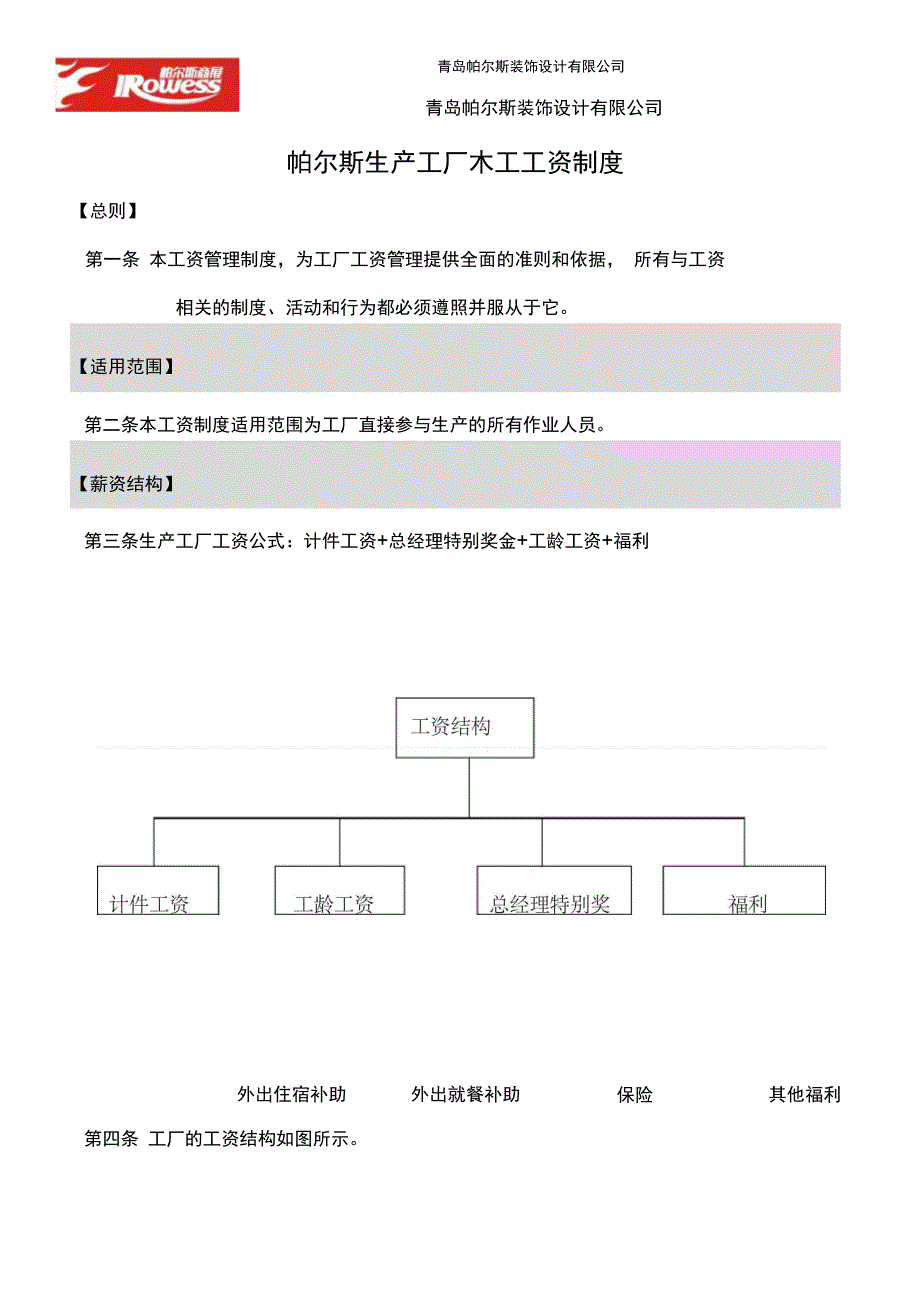 家具展柜计件工资制度_第1页