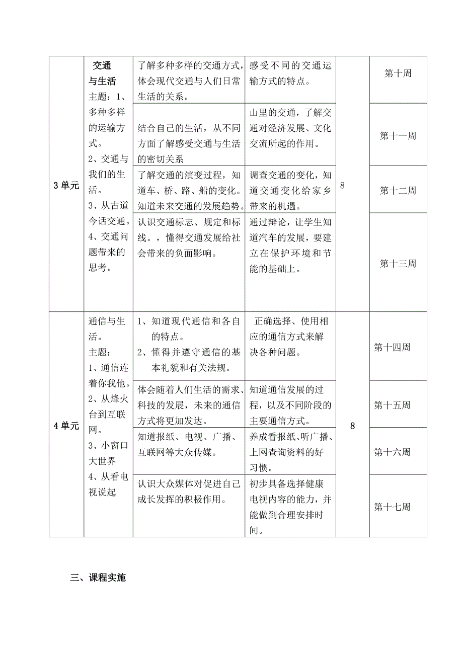 小学四年级x下册品德课程纲要_第3页