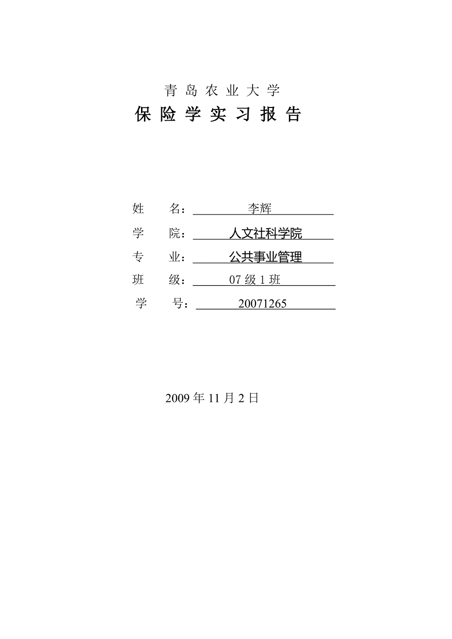 保险实习报告_第1页