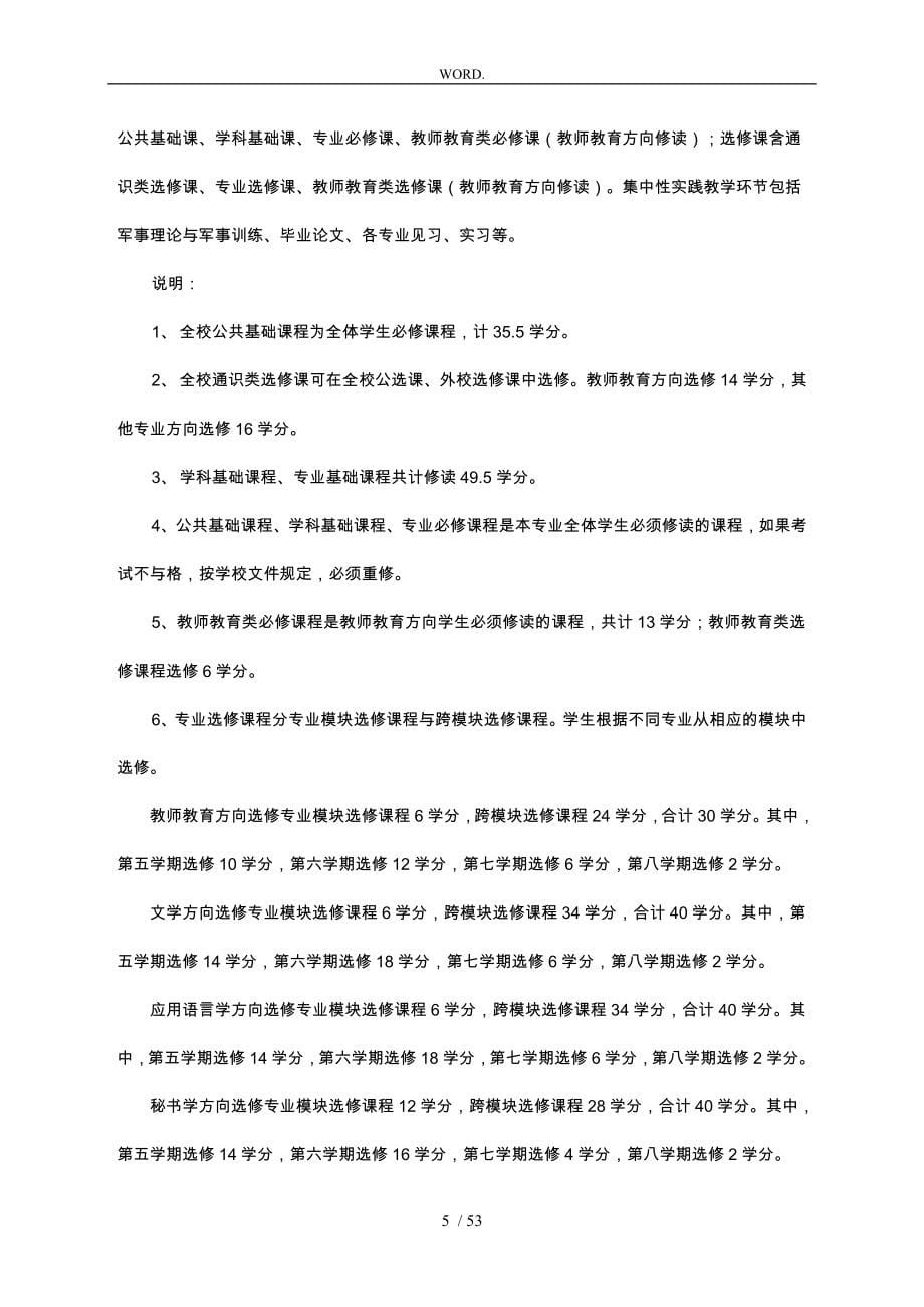 汉语言文学专业人才培养方案_第5页