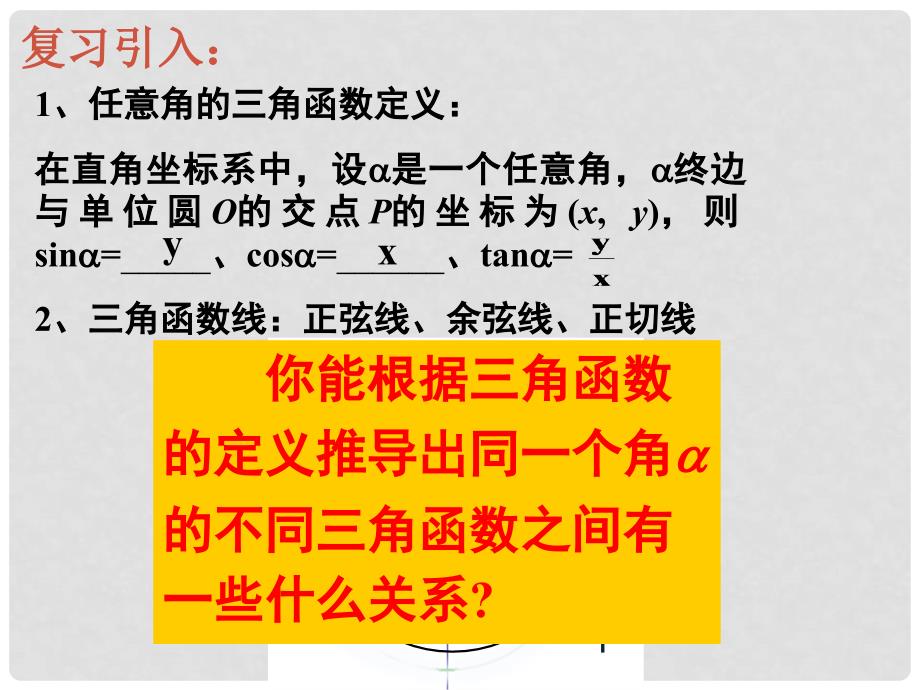 高中数学 同角三角函数的基本关系课件 北师大版必修4_第2页