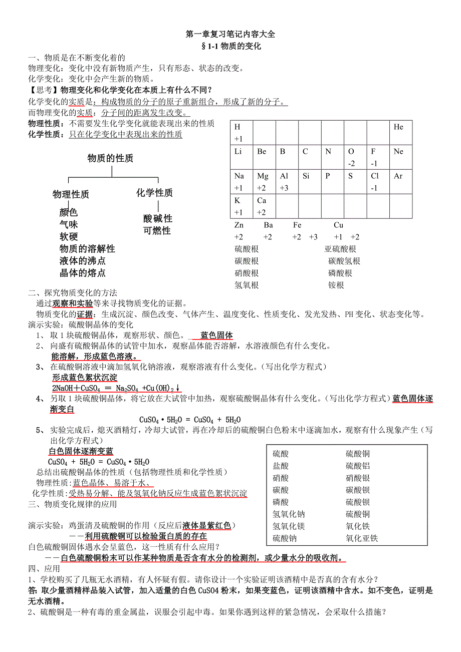 九年级上科学第一章复习资料完美版_第1页