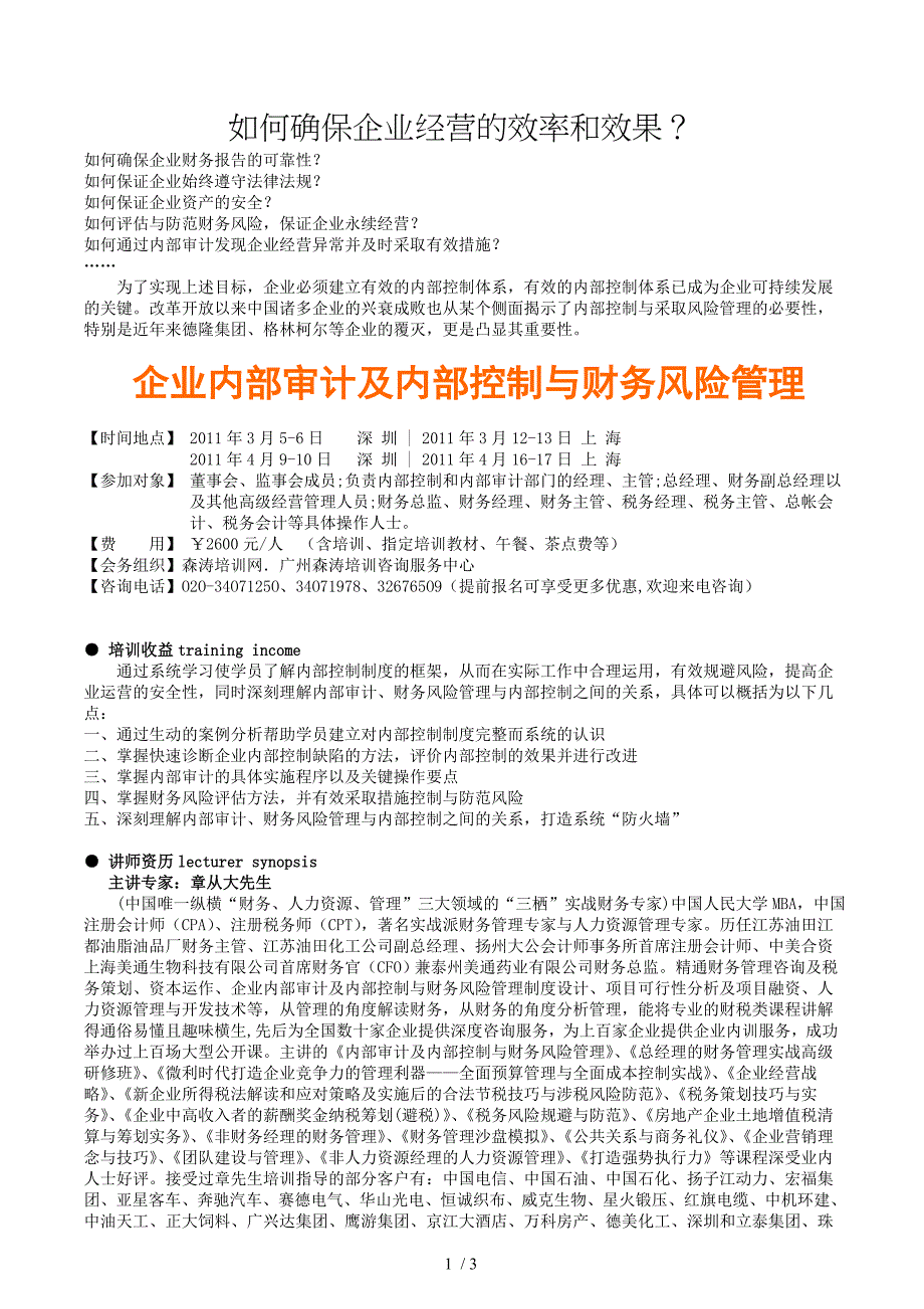 企业审计和控制与财务风险管理资料_第1页