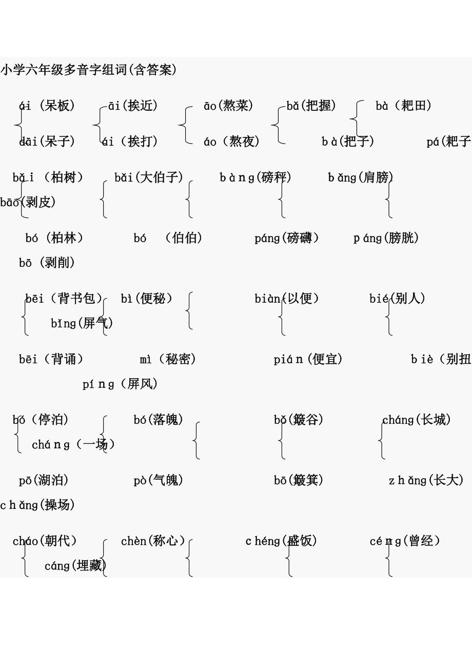 小学六年级多音字组词_第1页