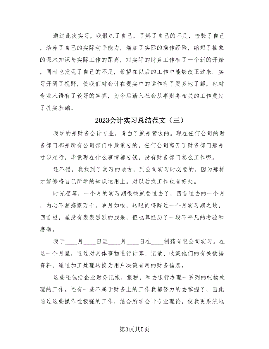 2023会计实习总结范文（三篇）.doc_第3页