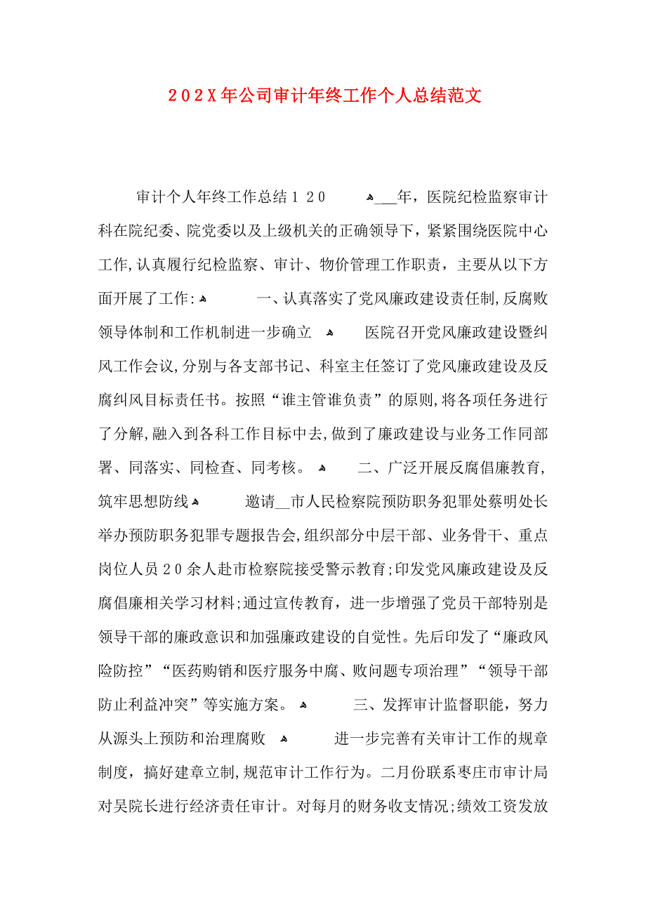 公司审计年终工作个人总结范文_第1页