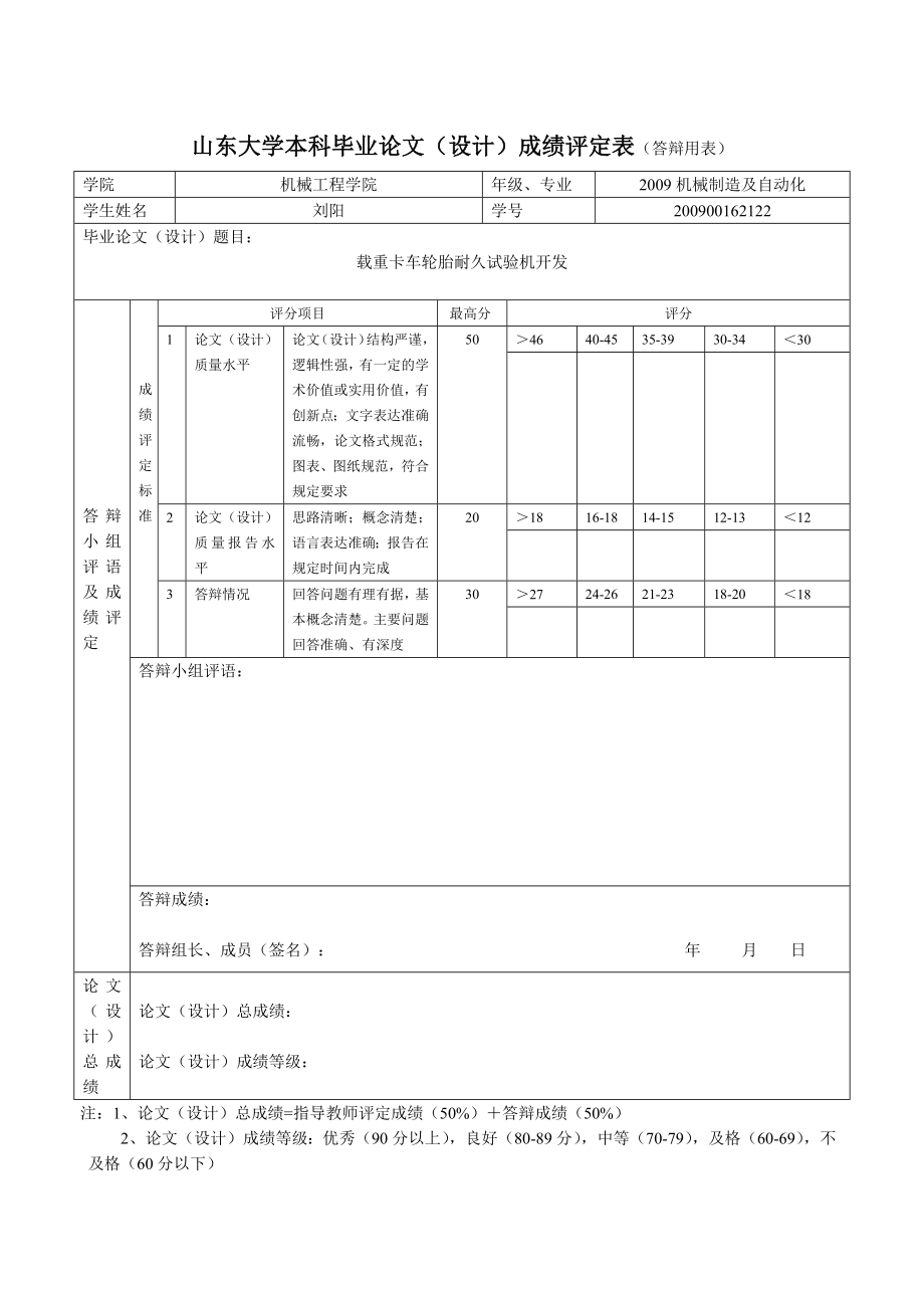 山东大学毕业论文-载重卡车轮胎耐久试验机开发_第3页