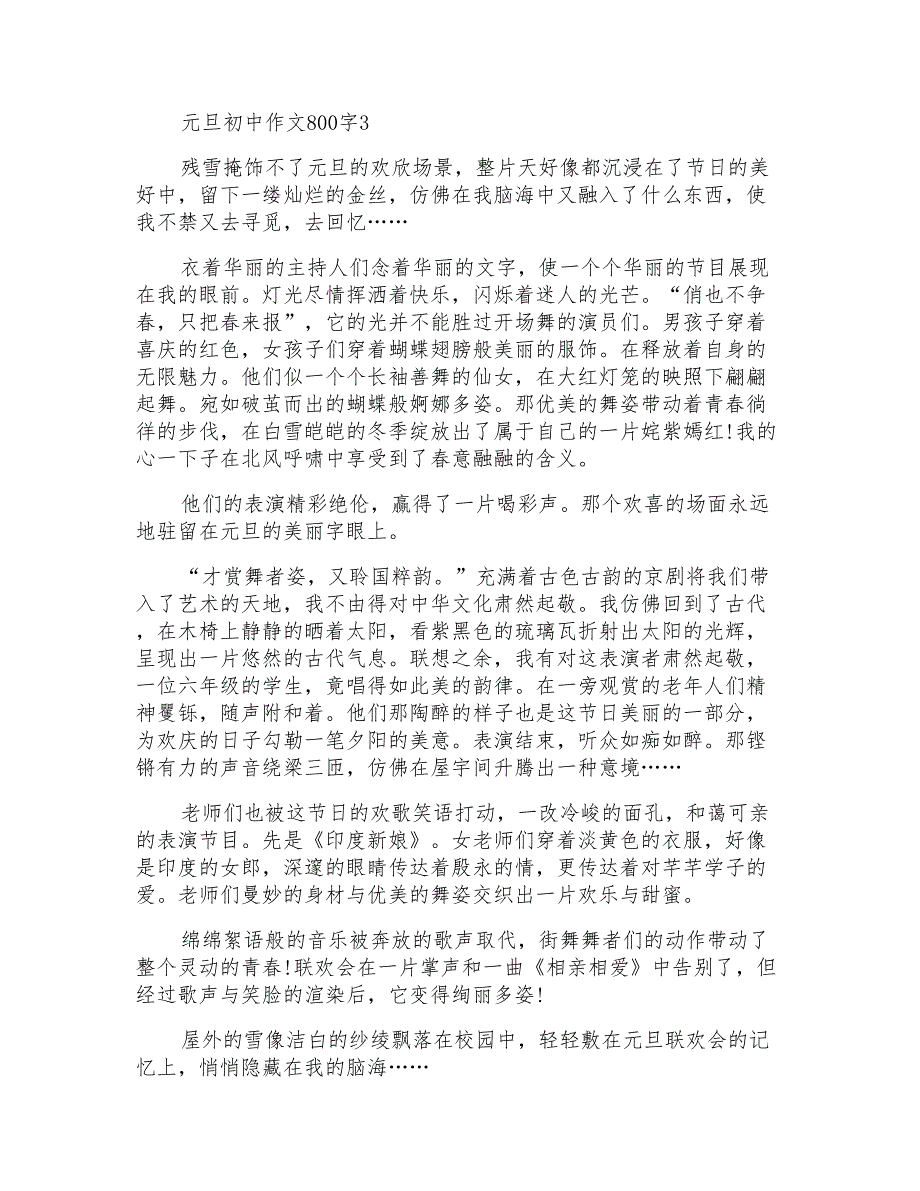 元旦初中作文800字_第3页