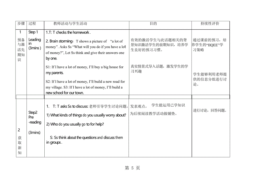 人教版英语八年级上册教案Unit10 SectionB(2a-2e)_第5页