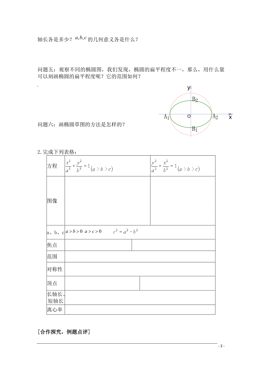 高二数学选修1-1《椭圆的简单几何性质》学案(第1课时).doc_第2页