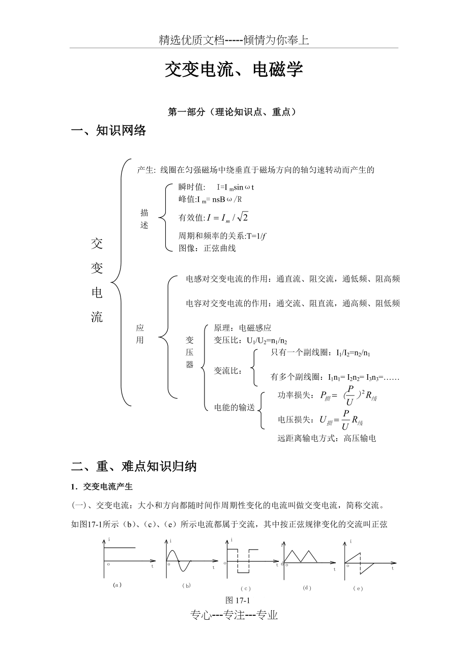 高中物理交变电流——知识点总结及五年真题详解(共74页)_第1页