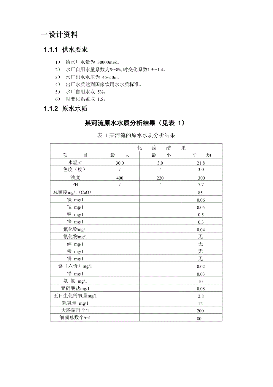 给水水厂设计说明书_第1页
