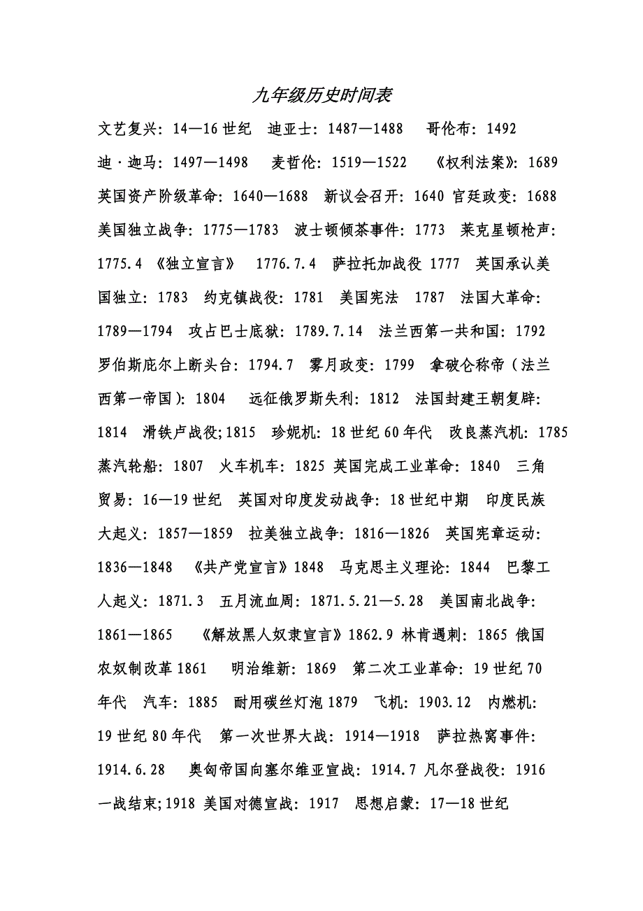 九年级历史时间表_第1页