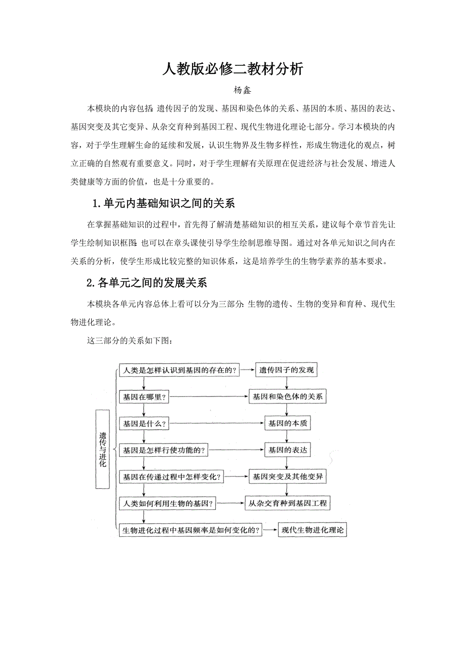 人教版高中生物必修二教材分析生物教材分析人教版_第1页