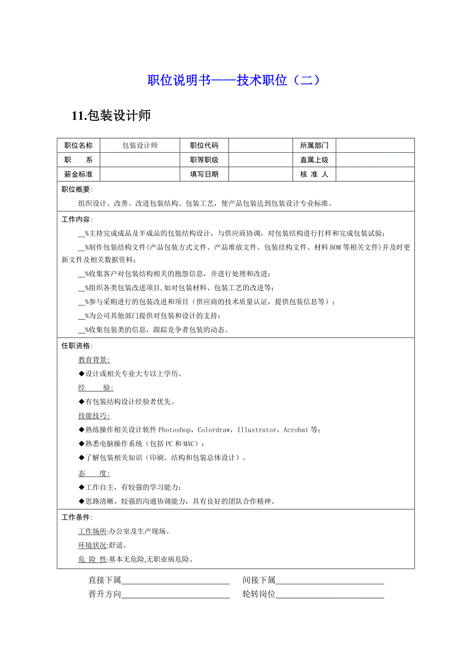 岗位说明书——技术职位（二）_第1页