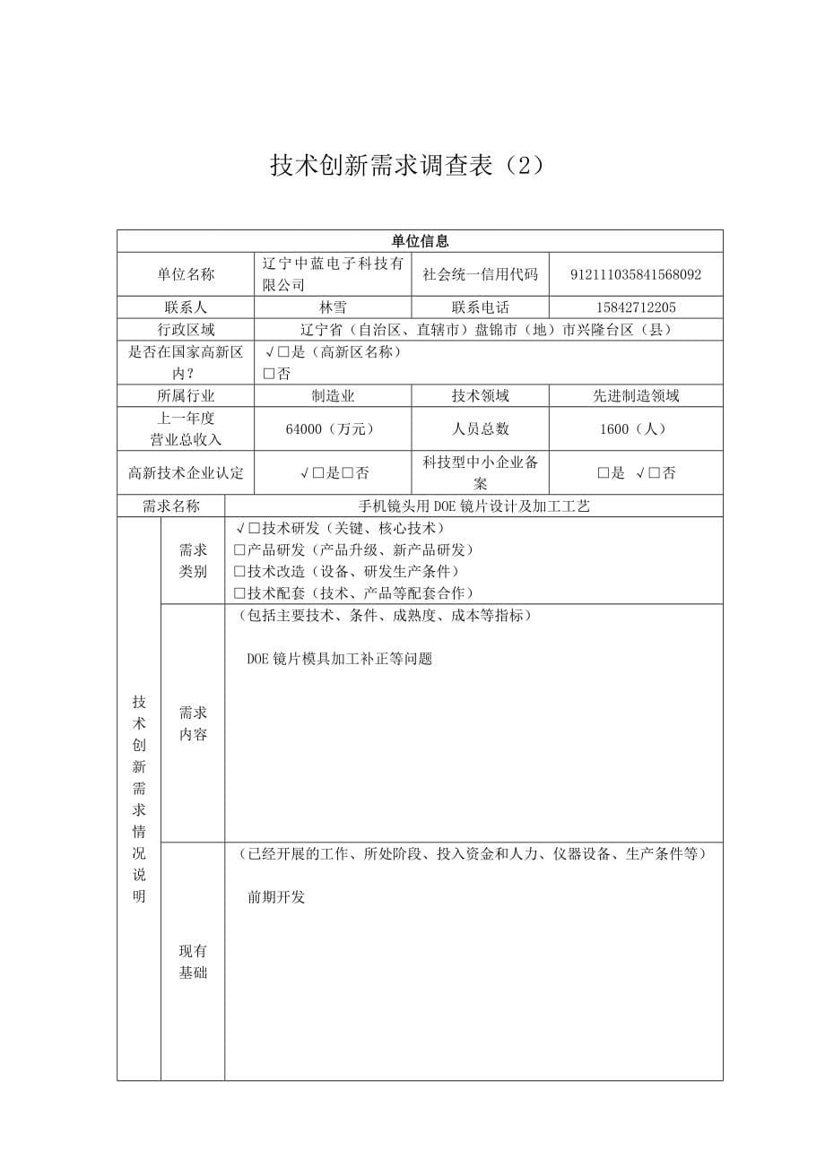 盘锦企业科技创新需求信息表_第5页