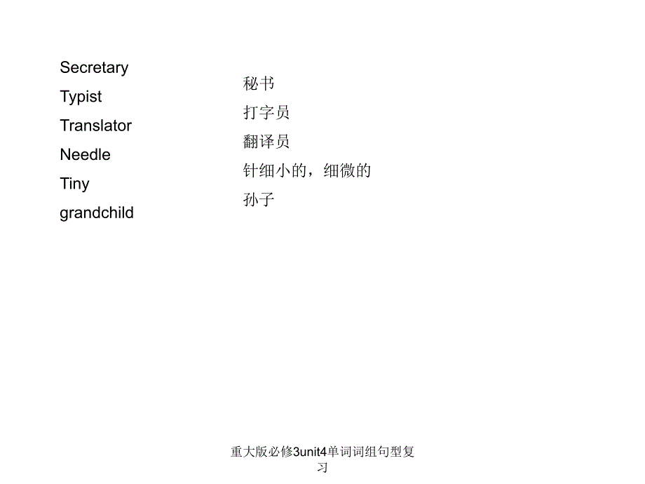 重大版必修3unit4单词词组句型复习课件_第3页