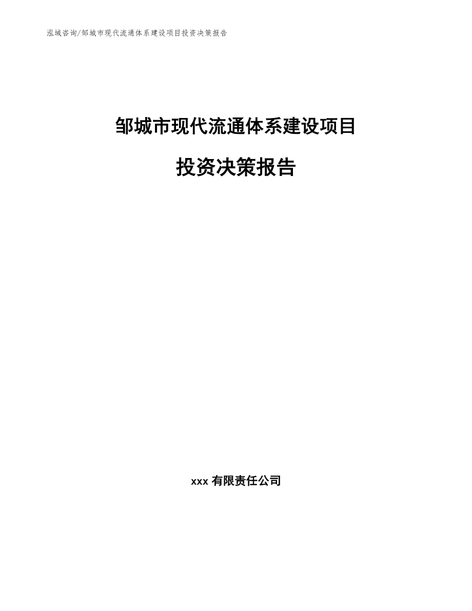 邹城市现代流通体系建设项目投资决策报告（模板）_第1页