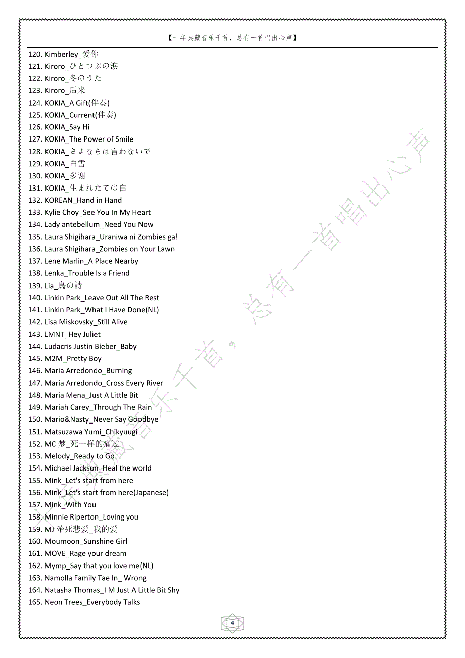 十年典藏音乐千首,总有一首唱出心声(WORD已排序).doc_第4页