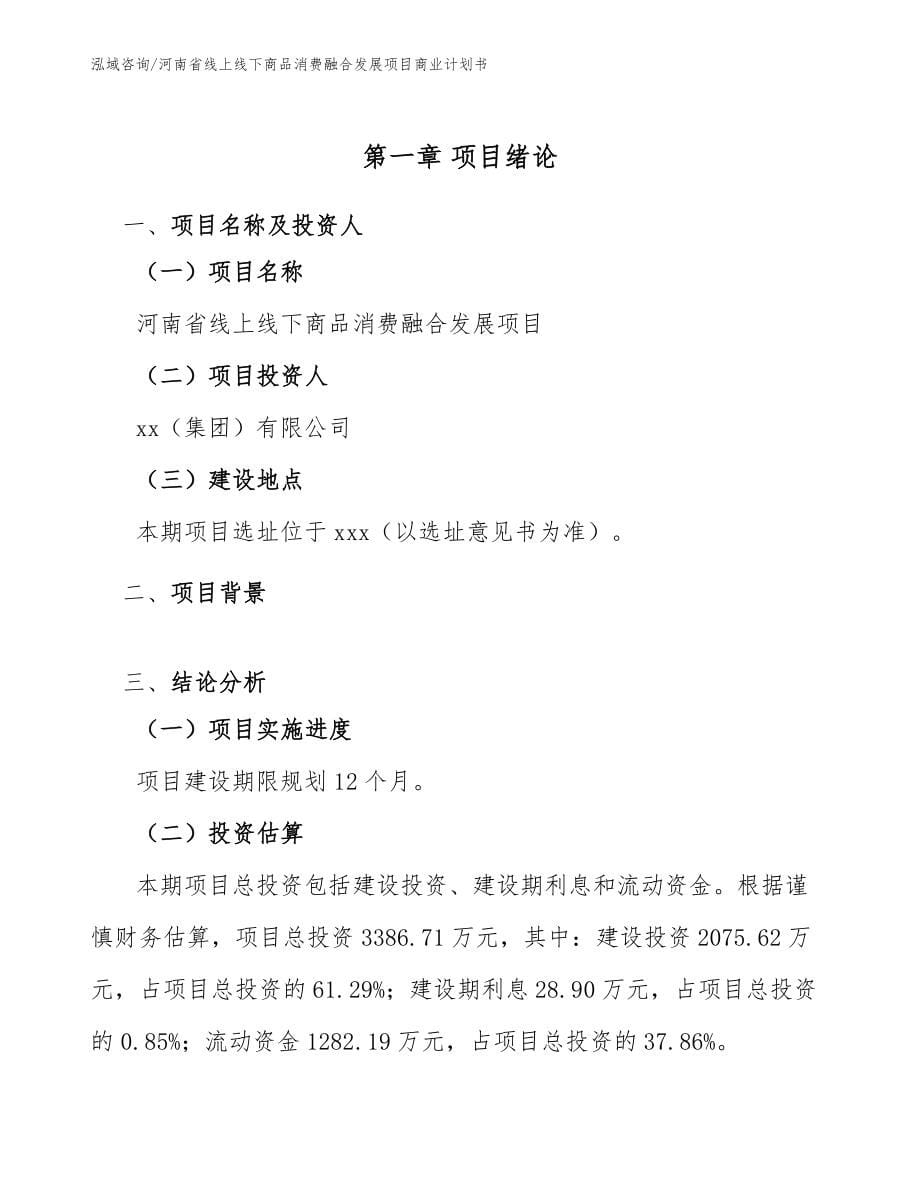 河南省线上线下商品消费融合发展项目商业计划书范文参考_第5页