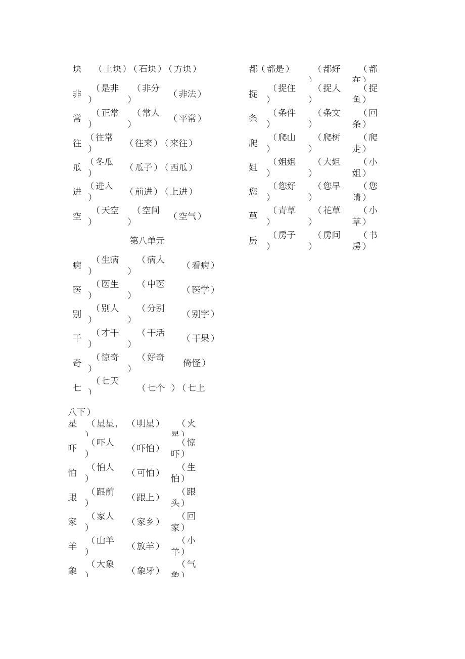 一年级语文下学期词语归纳_第5页