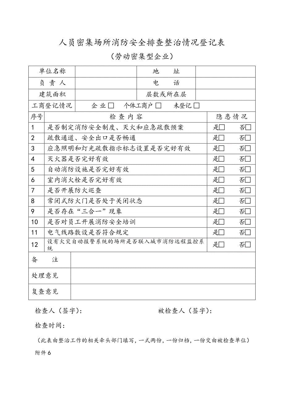 人员密集场所消防安全排查整治情况登记表(共9页)_第5页