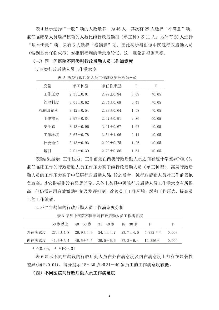 韶关地区某县中医院行政后勤人员工作满意度调查_第5页