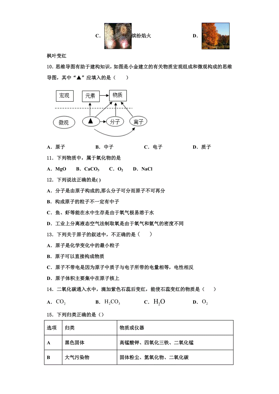 2023学年重庆市一中化学九上期中检测模拟试题含解析.doc_第3页