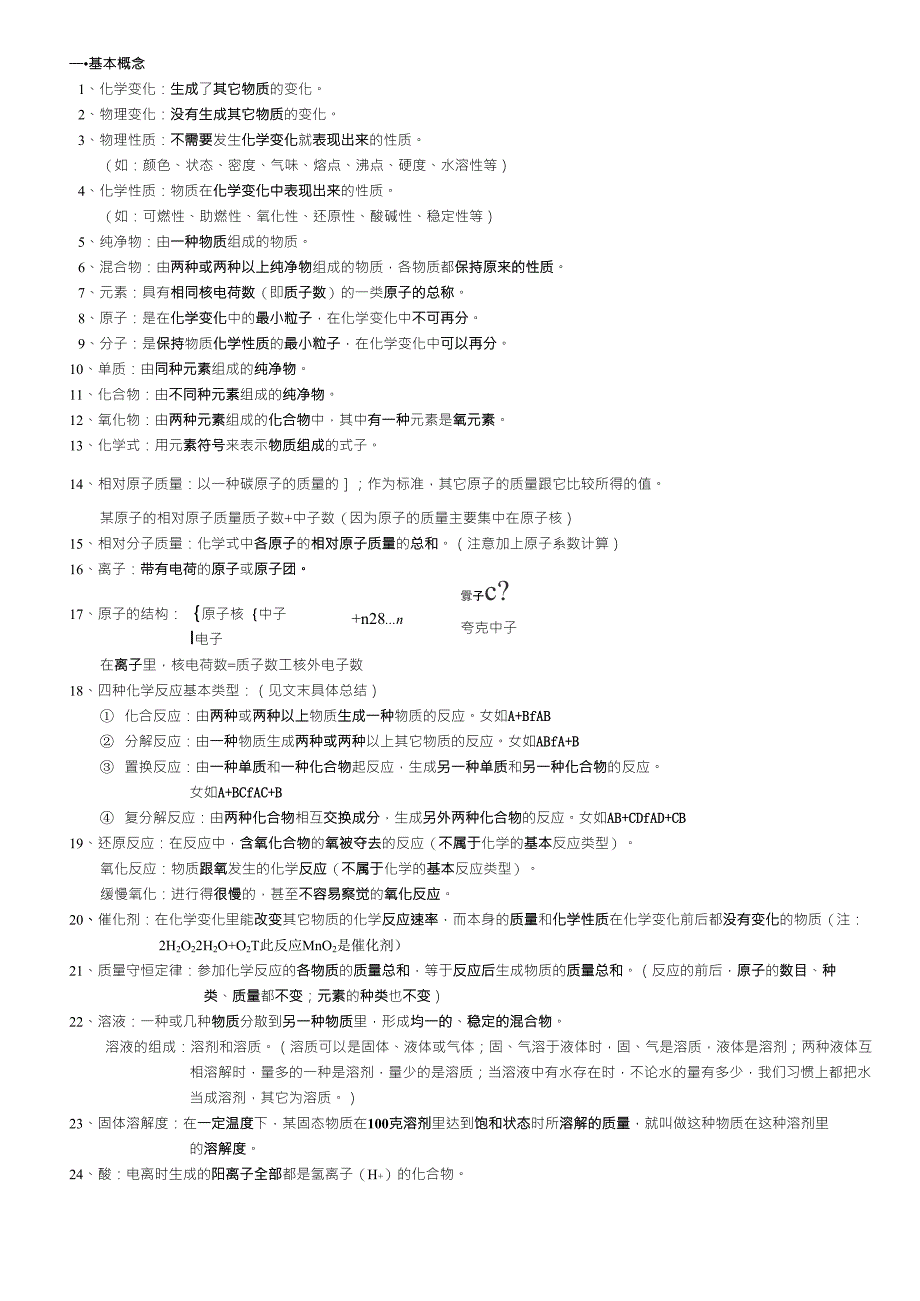 初中化学公式大全_第1页