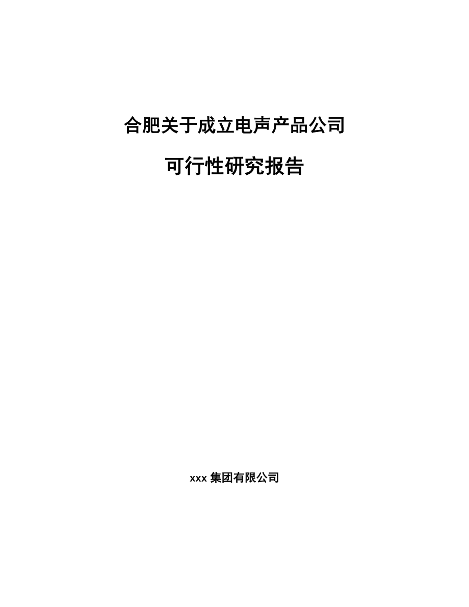 合肥关于成立电声产品公司可行性研究报告_第1页