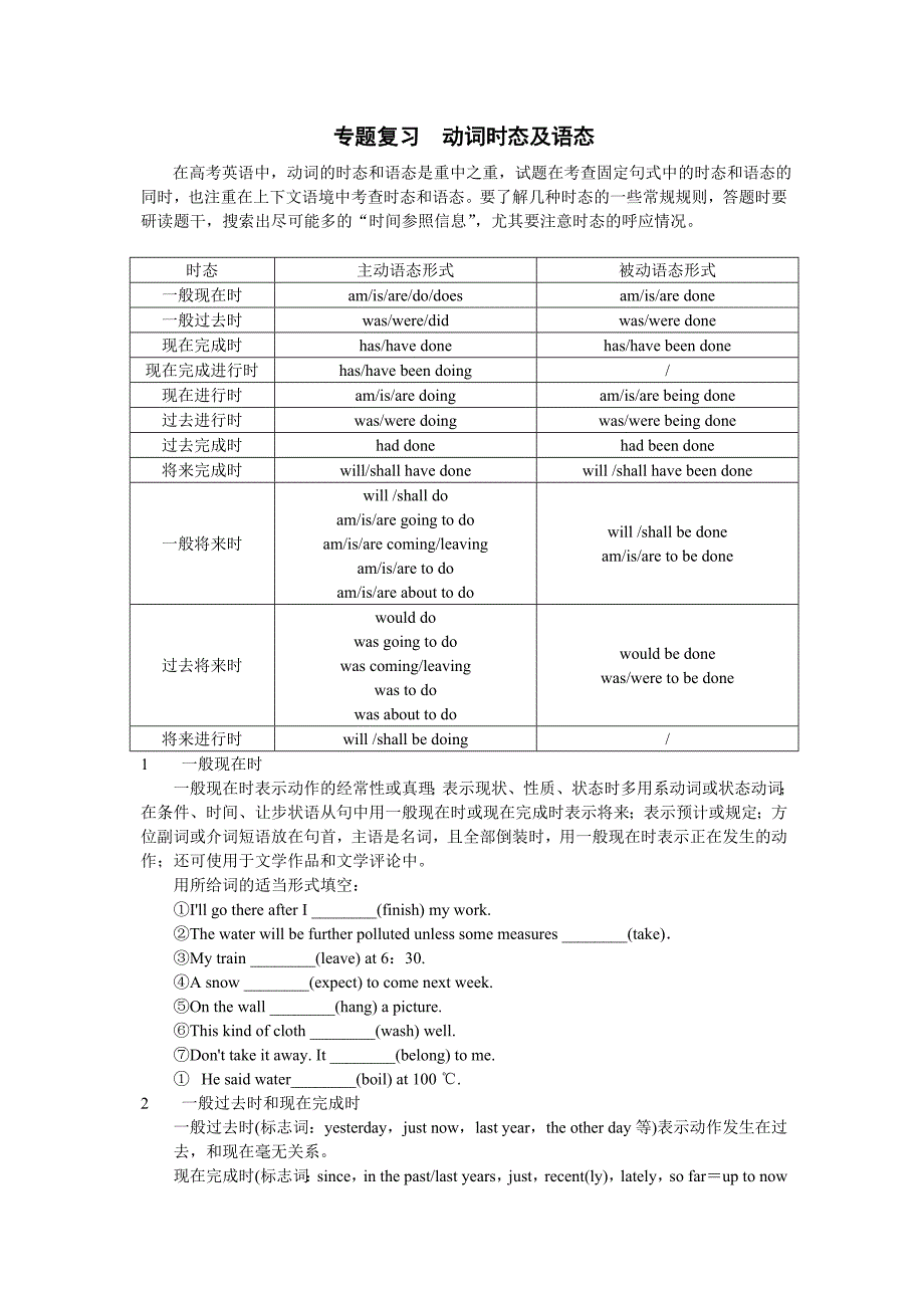 语法专题四时态语态(教育精品)_第1页