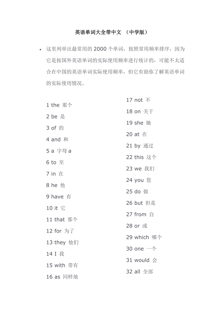 英语单词大全带中文_第1页