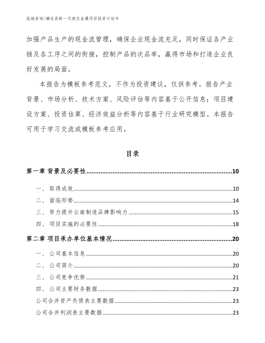 澜沧县新一代液态金属项目投资计划书【模板】_第3页