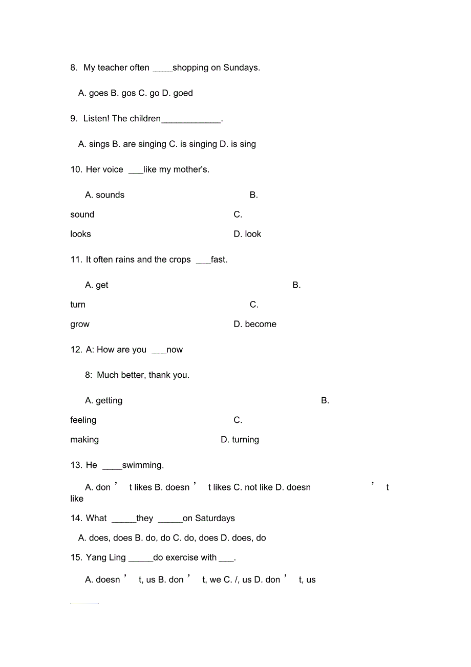 Be动词&amp;助动词练习题_第3页