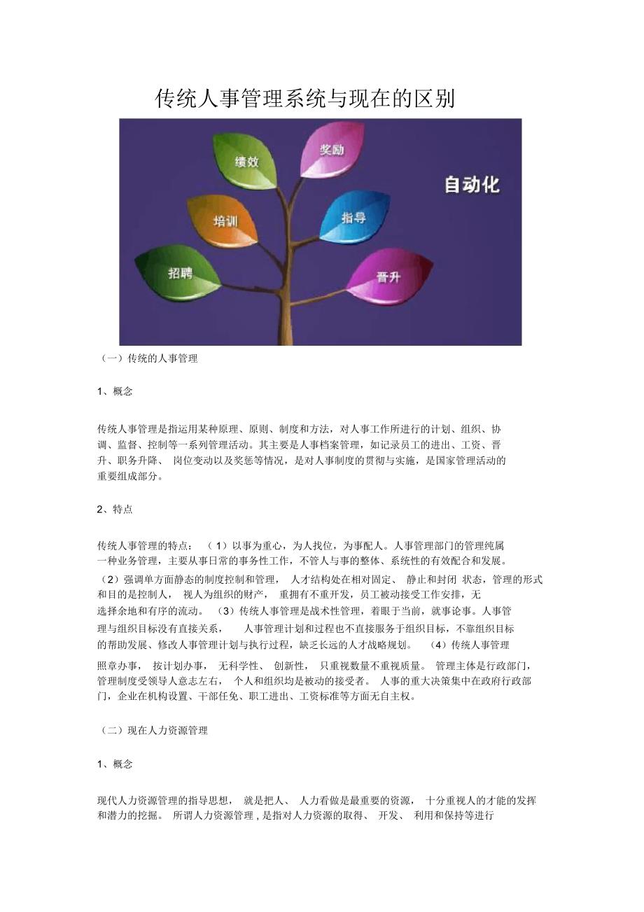 传统人事管理系统与现在的区别_第1页