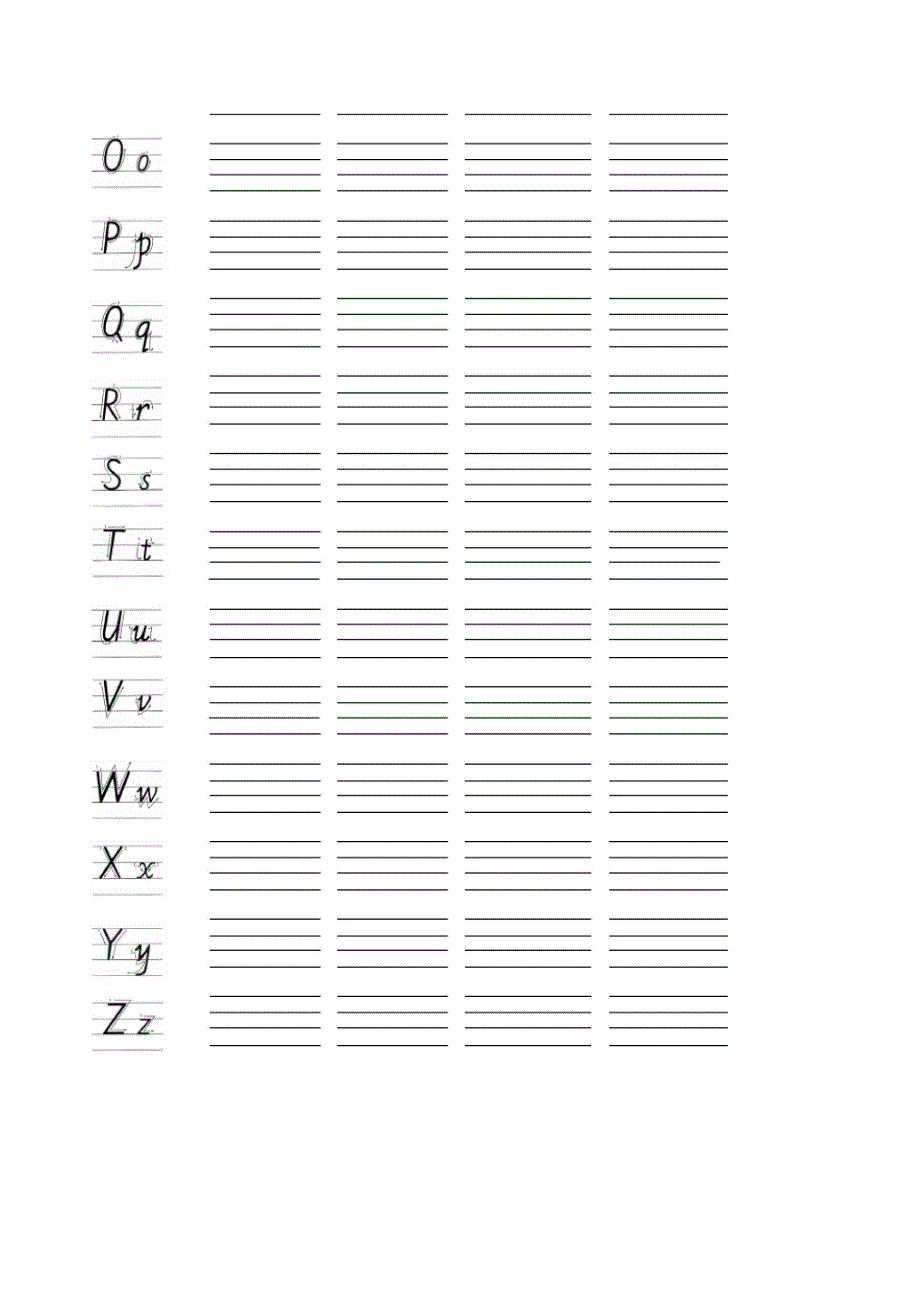 26个英文字母书写字帖(自己整理)_第4页