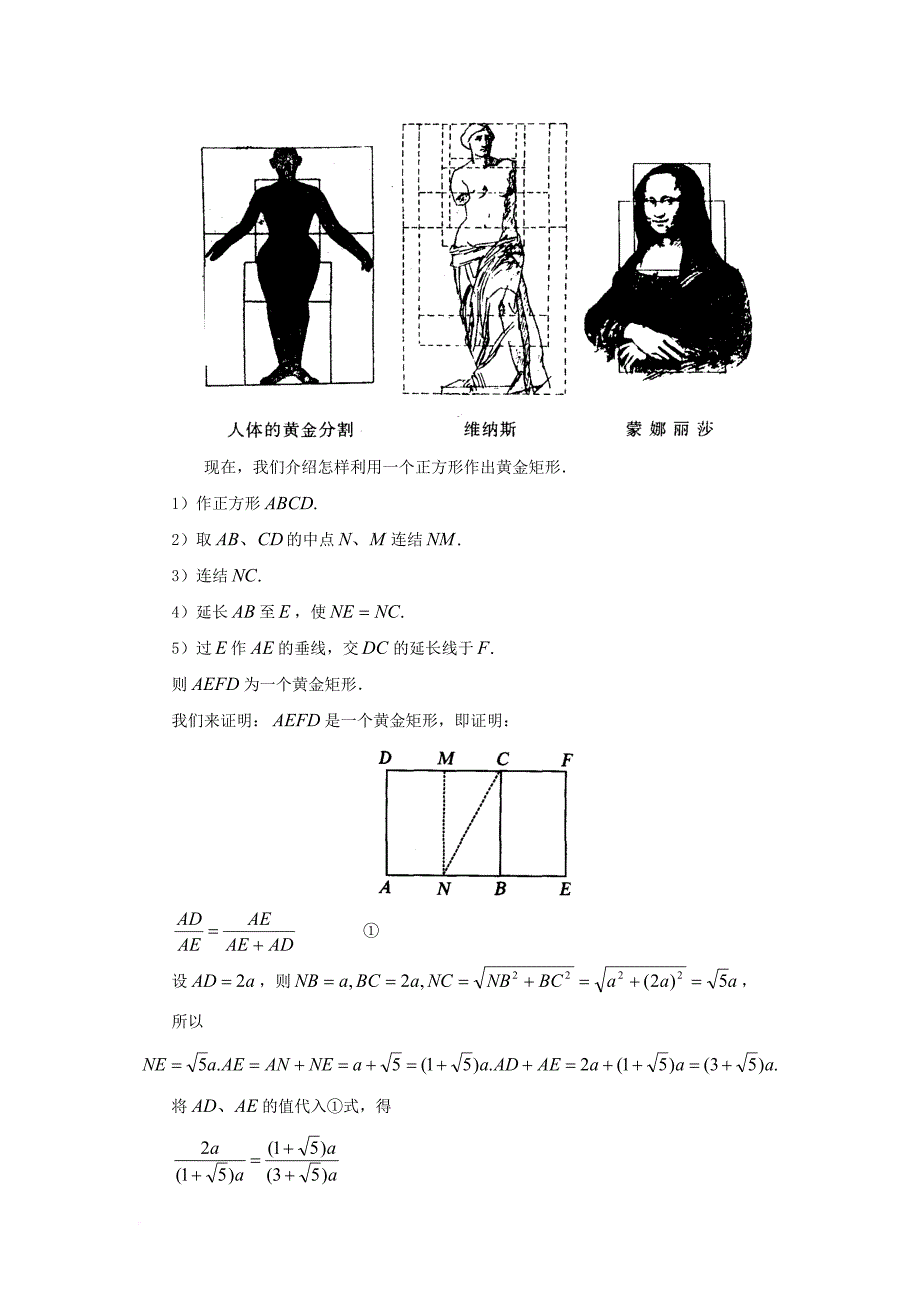 九年级数学上册 第一章 特殊平行四边形 2 矩形的性质与判定 知识拓展 黄金矩形素材 新版北师大版_第2页