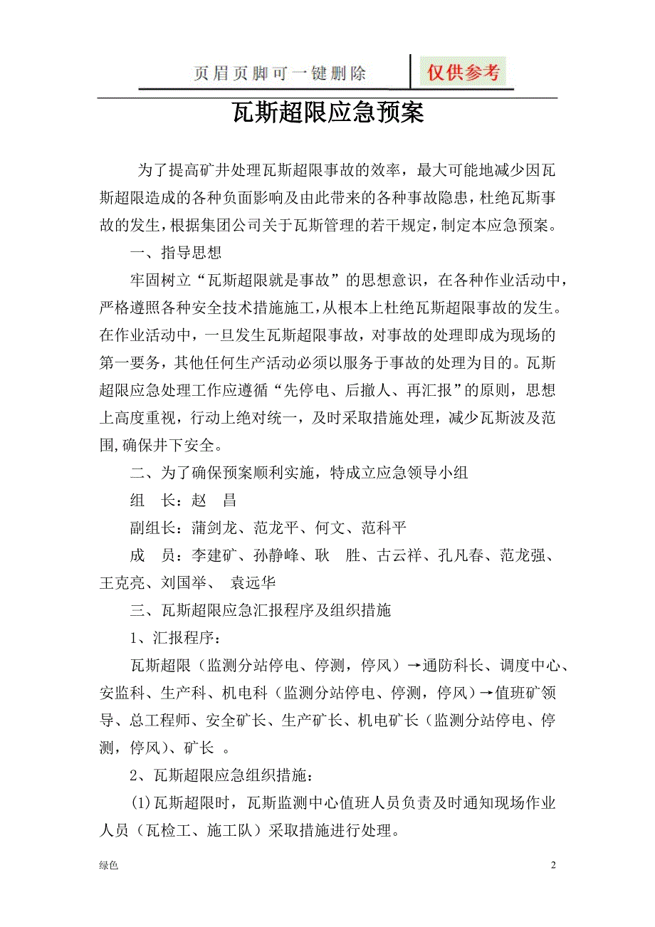瓦斯超限应急预案【严选材料】_第2页