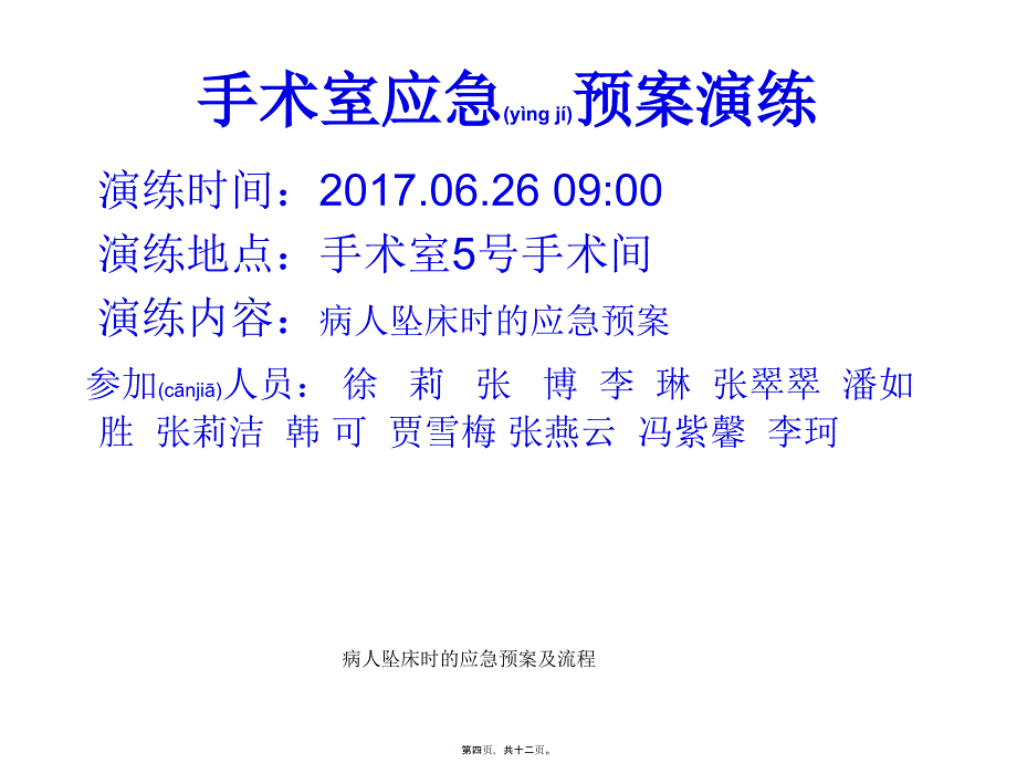 病人坠床时的应急预案及流程课件_第4页