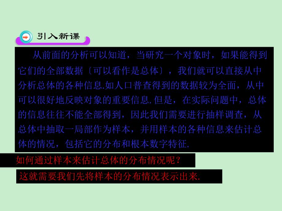 【全程复习方略】2013-2014学年高一数学配套多媒体教学优质课件：第一章 统计&#167;55.1 估计总体的分布 北师大版 必修三（2014高考）_第3页