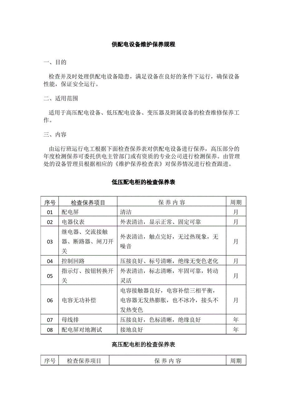 供配电设备定期检查维护保养记规程、记录_第2页