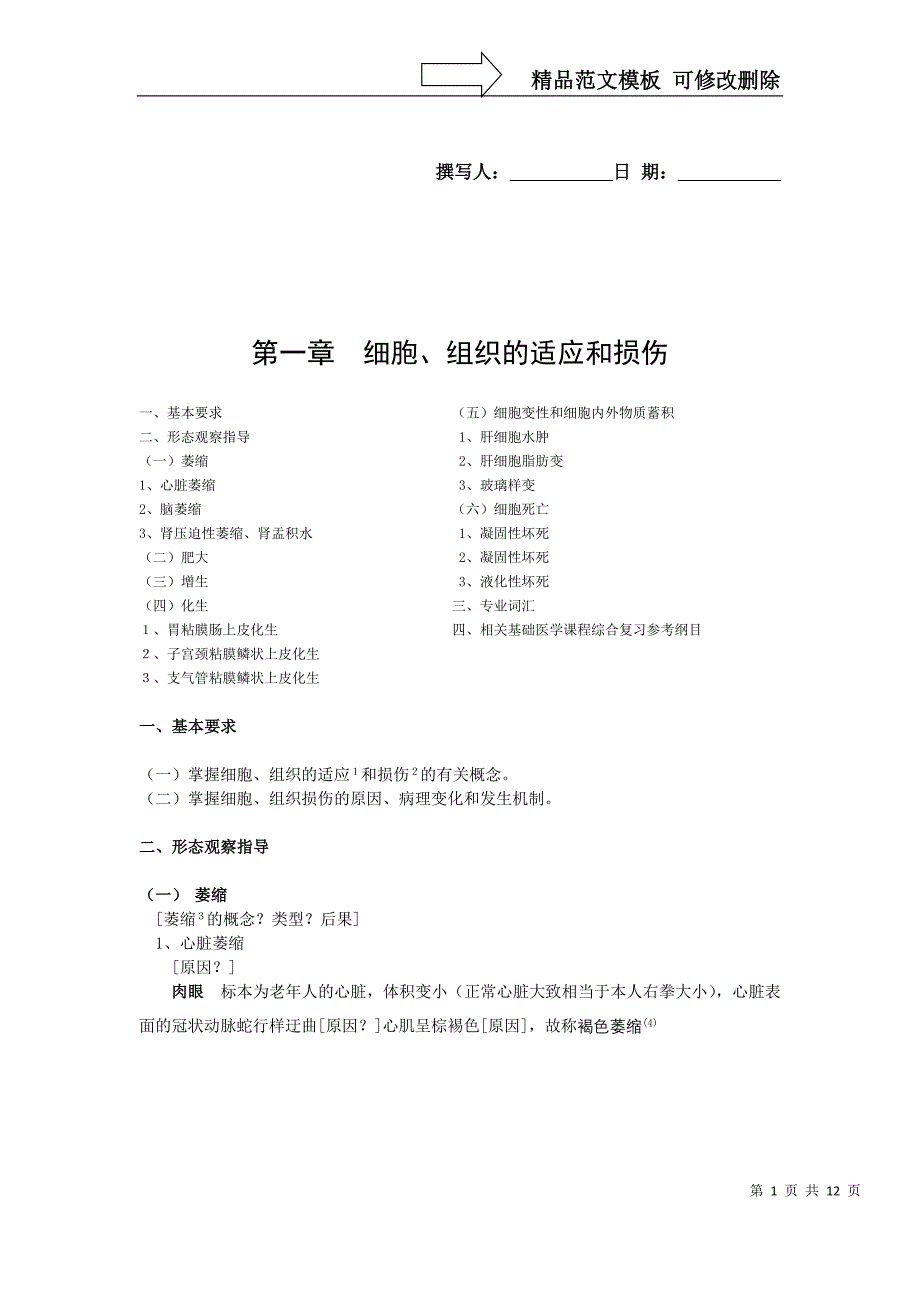 第一章细胞、组织的适应和损伤_第1页