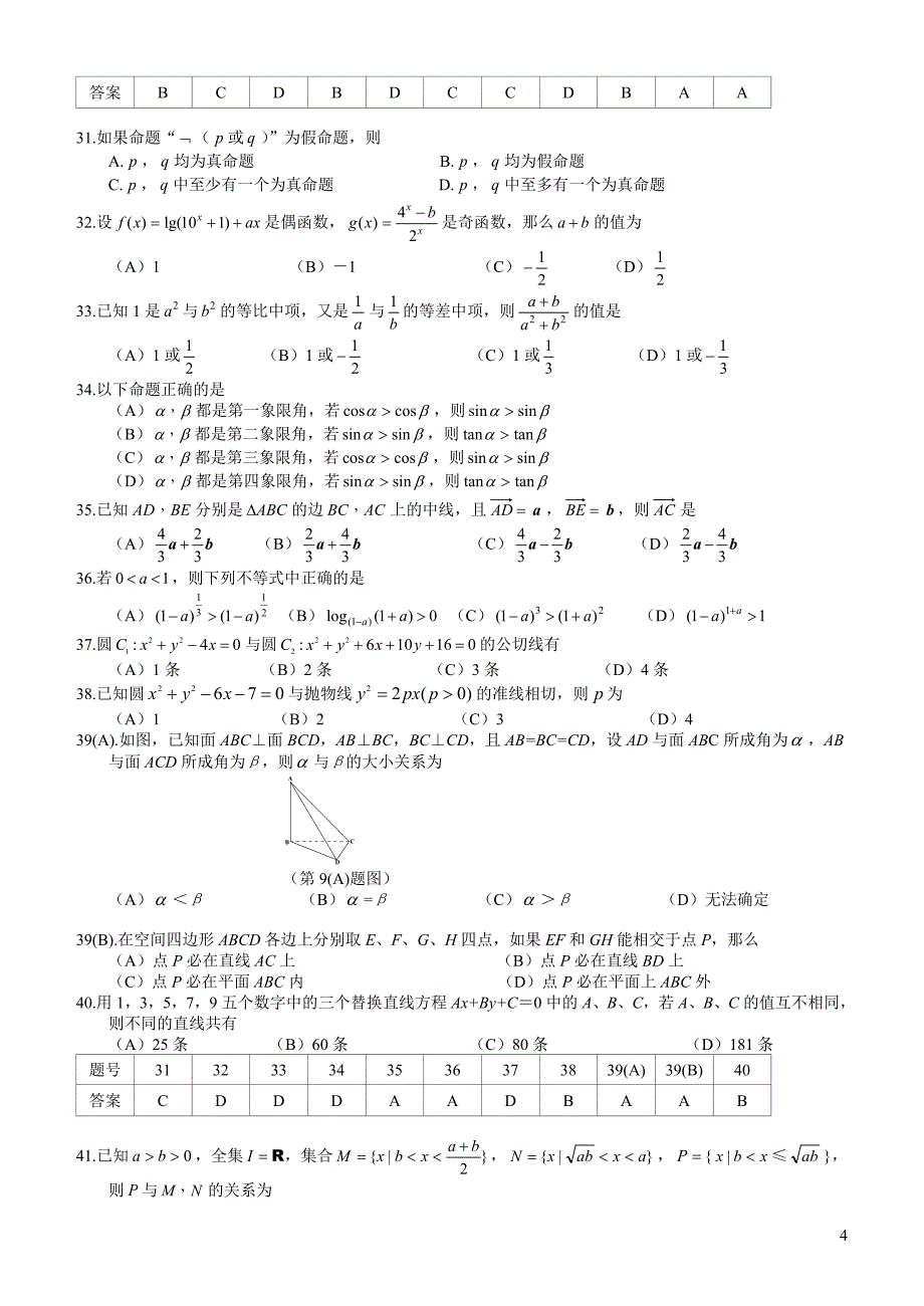 高考数学选择题训练(150题).doc_第4页