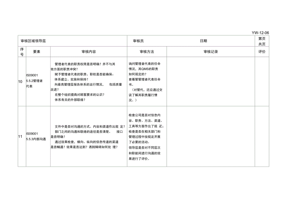 质量管理体系内审检查表_第4页