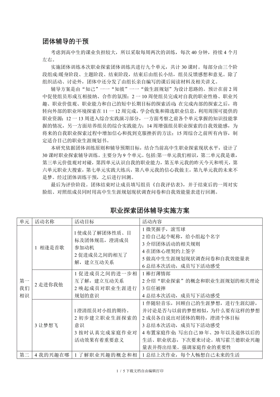 团体辅导的干预方案_第1页